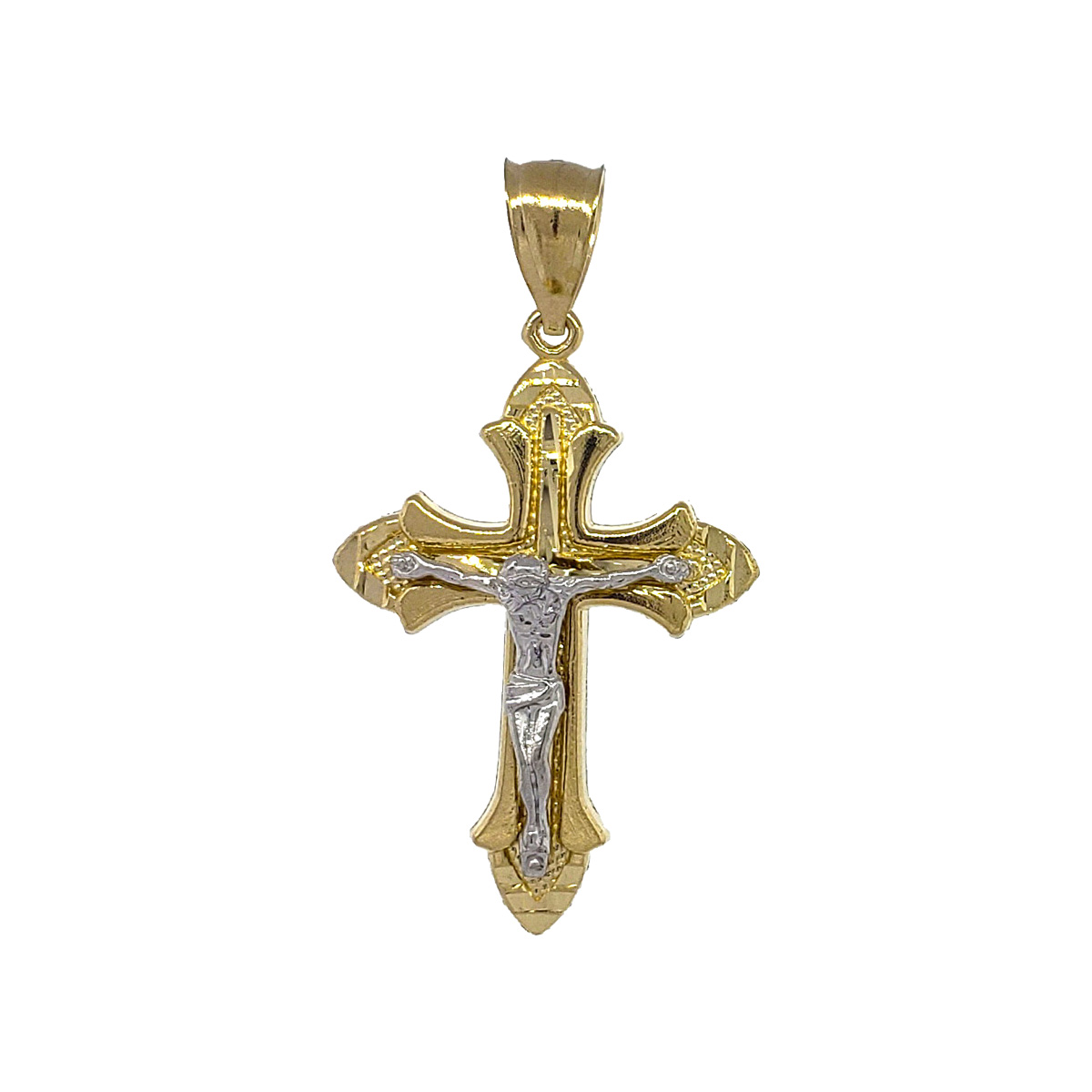 14k Two Tone Diamond Cut Crucifix772 5127 Metal Marketplace International