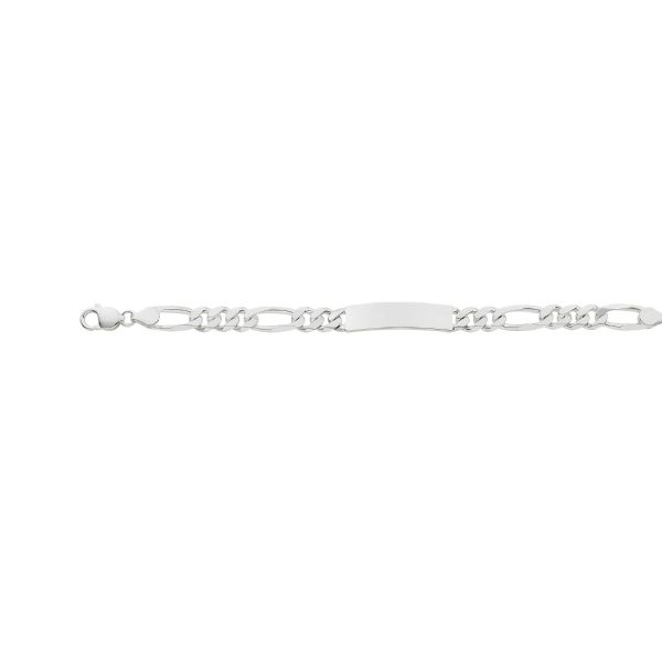 Sterling Silver Anti-Tarnish 9.6mm Figaro Link ID Braclet <br />IDF-250