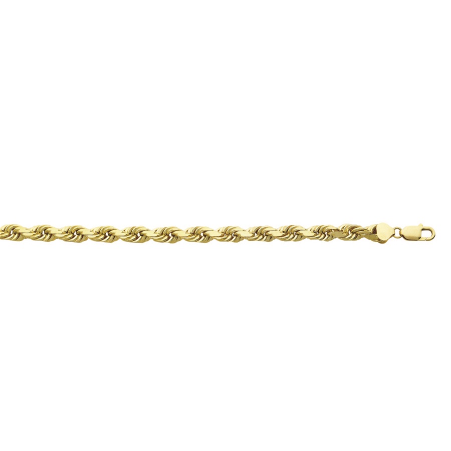 10K Yellow Gold 7.7mm Hollow Diamond Cut Rope <br />003-080
