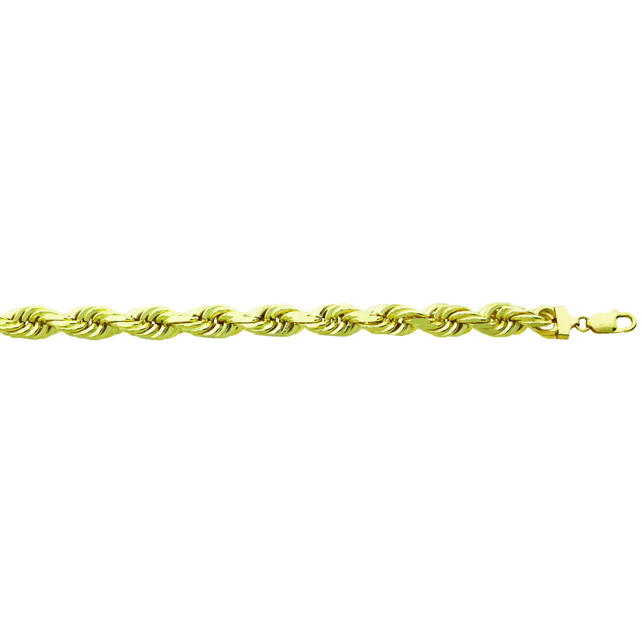 10K Yellow Gold 10.0mm Hollow Diamond Cut Rope <br />003-120