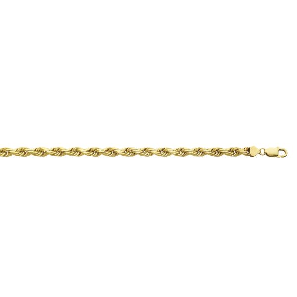 14K Yellow Gold 6.9mm Hollow Diamond Cut Rope <br />004-070