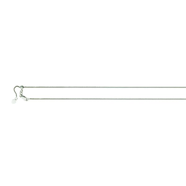18K White Gold 1.0mm Adjustable Diamond Cut Round Wheat Chain <br />18-401