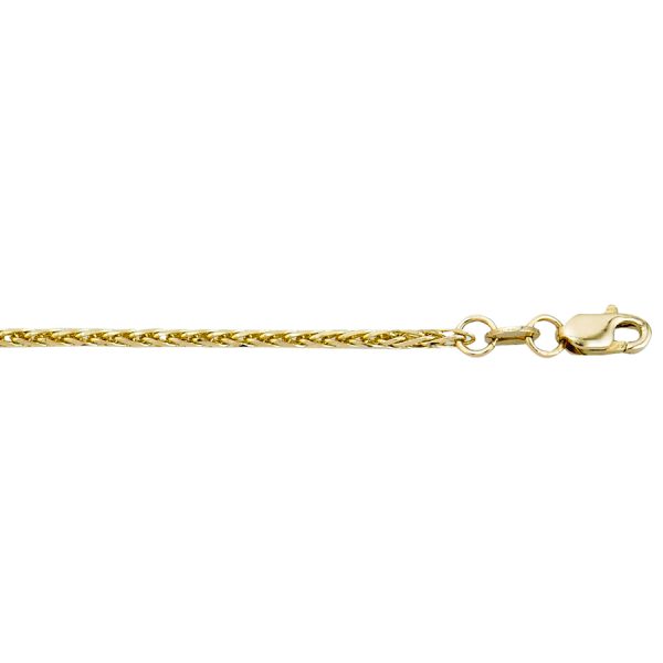 14K Yellow Gold 1.6mm Diamond Cut Round Wheat Chain <br />220-337
