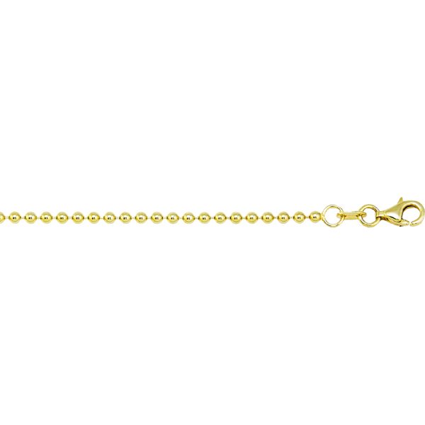 14K Yellow Gold 1.5mm Polished Ball (Military) Chain <br />220-341