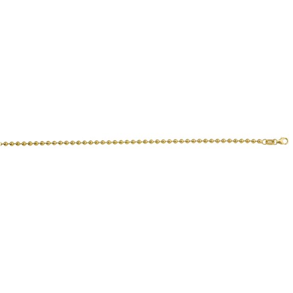 14K Yellow Gold 2.5mm Polished Ball (Military) Chain <br />220-344