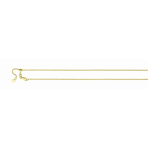 14K Yellow Gold 1.0mm Adjustable Diamond Cut Round Wheat Chain <br />230-103