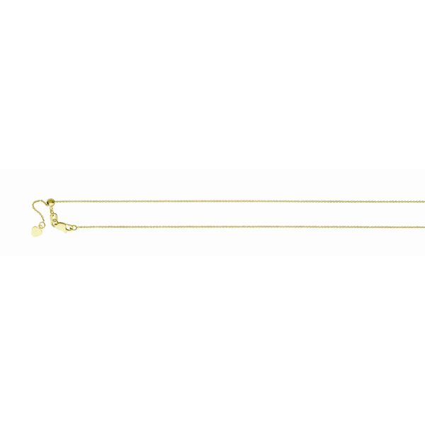 14K Yellow Gold 1.1mm Adjustable Diamond Cut Cable Chain <br />230-105