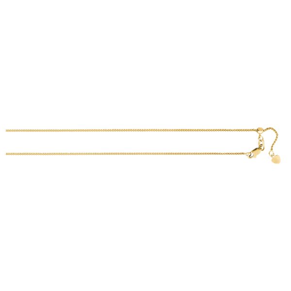 14K Yellow Gold 1.2mm Adjustable Diamond Cut Round Wheat Chain <br />230-117