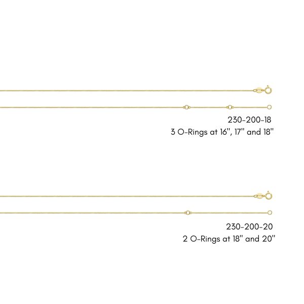 14K Yellow Gold 0.51mm Stationed Adjustable (3 O-Ring) Box Chain  <br />230-200