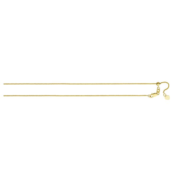 10K Yellow Gold 1.0mm Adjustable Diamond Cut Round Wheat Chain <br />233-103