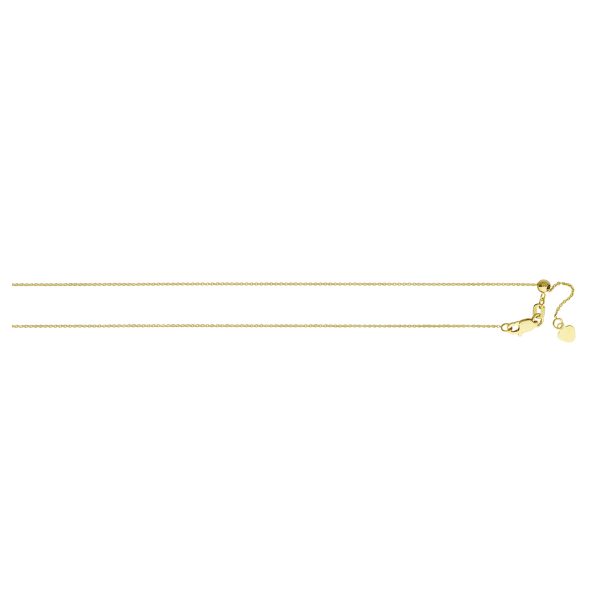 10K Yellow Gold 1.1mm Adjustable Diamond Cut Cable Chain <br />233-105
