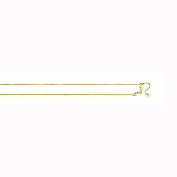 10K Yellow Gold 0.9mm Adjustable Diamond Cut Round Wheat Chain <br />233-116