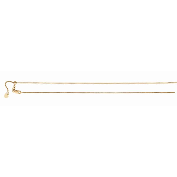 14K Rose Gold 1.0mm Adjustable Diamond Cut Round Wheat Chain <br />330-103