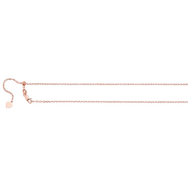 14K Rose Gold 1.5mm Adjustable Diamond Cut Cable Chain <br />330-106