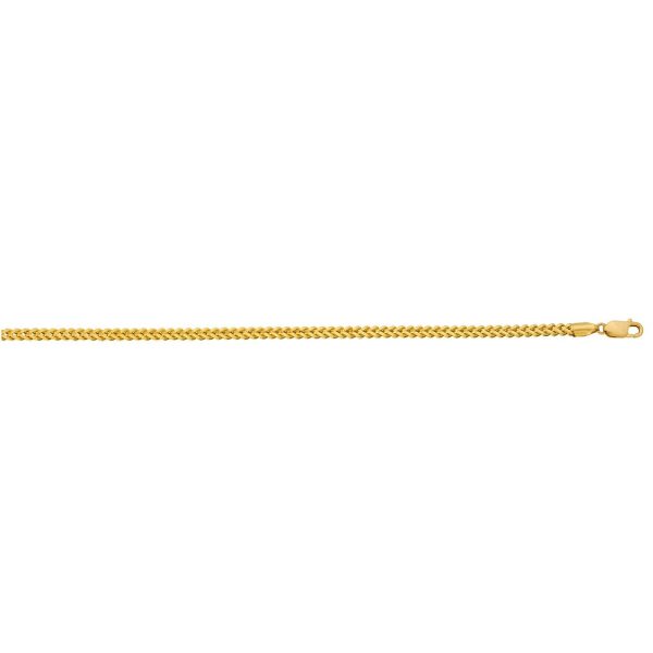 10K Yellow Gold 3.06mm Semi-Solid Diamond Cut Square Franco Chain <br />375-080