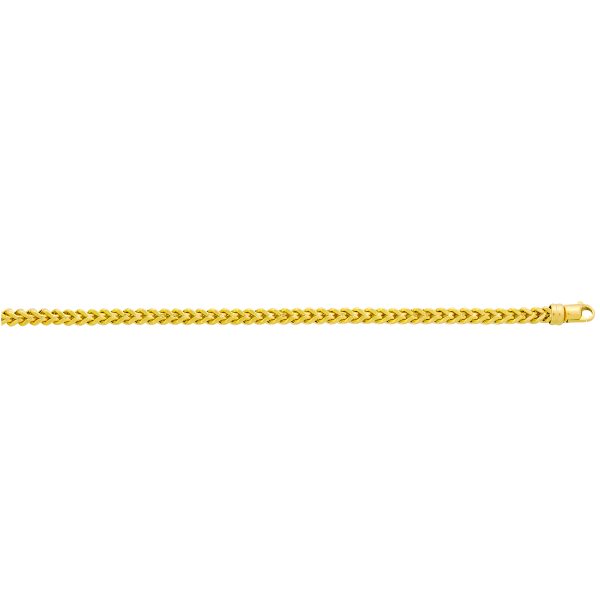 10K Yellow Gold 5.84mm Semi-Solid Diamond Cut Square Franco Chain <br />375-150