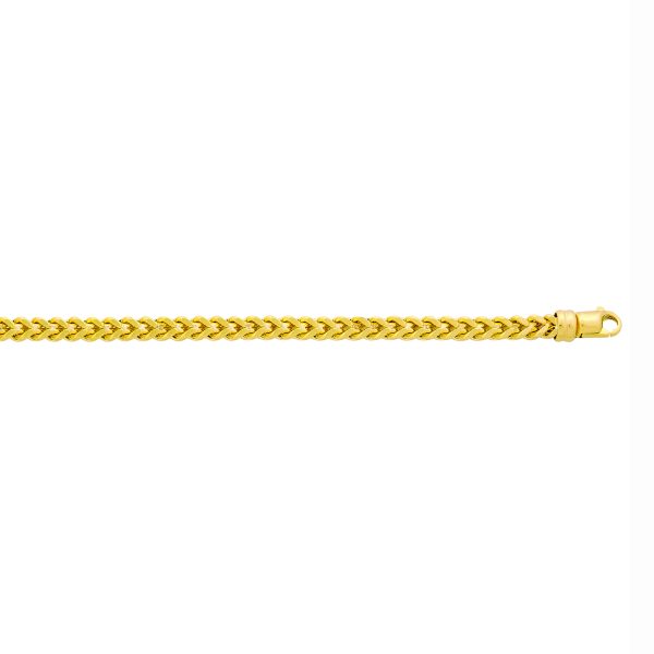 10K Yellow Gold 7.01mm Semi-Solid Diamond Cut Square Franco Chain <br />375-180