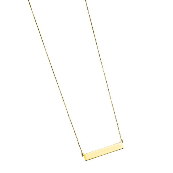 14K Yellow Gold Large Polished Bar Necklace 16"-18" <br />420-186-18