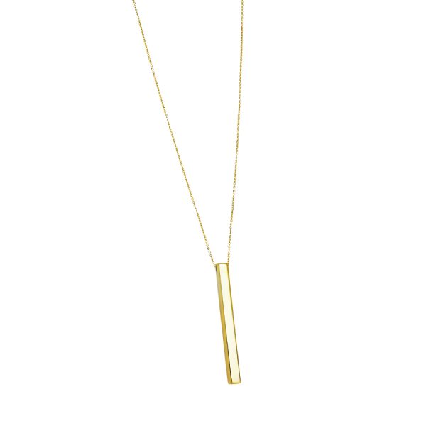 14K Yellow Gold Polished Vertical Bar Necklace - 16"-18"  <br />420-207Y-18