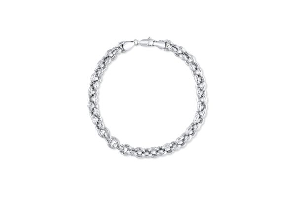 14K White Gold Diamond Cut Rolo Style Chain <br />420-242