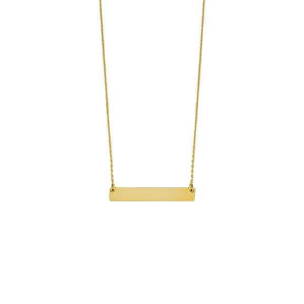 14K Yellow Gold Small Polished Bar Necklace 16"-18" <br />420-245