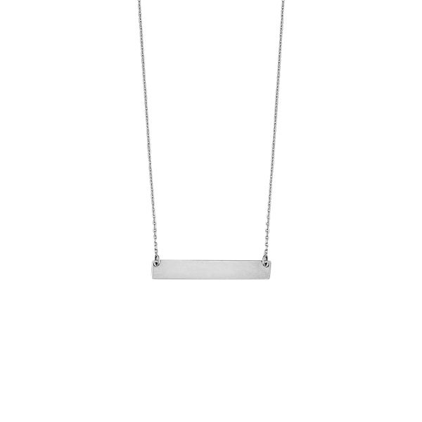 14K White Gold Small Polished Bar Necklace 16"-18" <br />420-246
