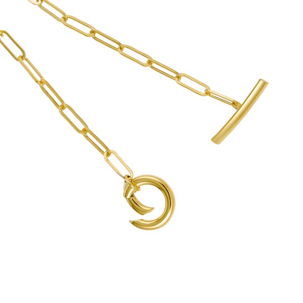 14K Yellow Gold 3.4mm Paperclip Toggle Bar Necklace with Hinged Clasp <br />420-248 - Image 3
