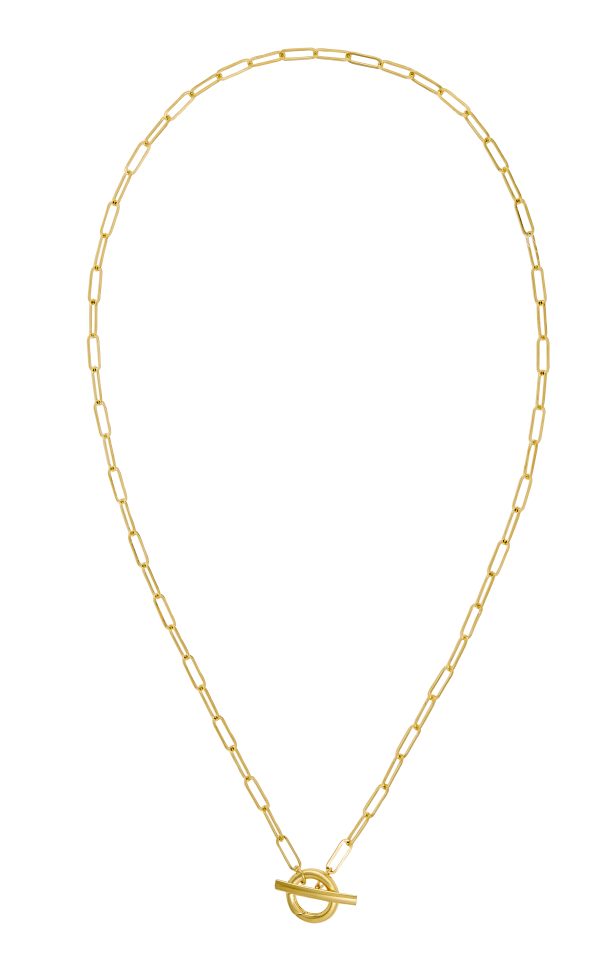 14K Yellow Gold 3.4mm Paperclip Toggle Bar Necklace with Hinged Clasp <br />420-248 - Image 2