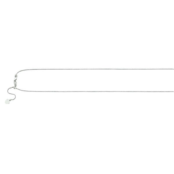 14K White Gold 0.67mm Adjustable Box Chain <br />430-111