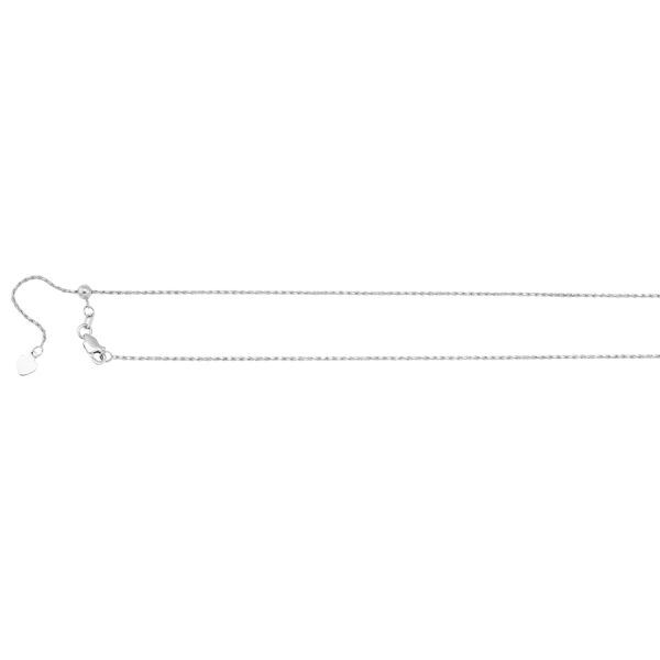 14K White Gold 1.05mm Adjustable Diamond Cut Rope Chain <br />430-113
