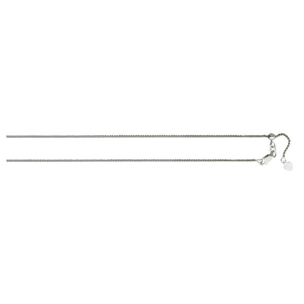 10K White Gold 1.0mm Adjustable Diamond Cut Round Wheat Chain <br />433-103