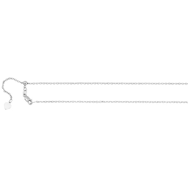 10K White Gold 1.5mm Adjustable Diamond Cut Cable Chain <br />433-106