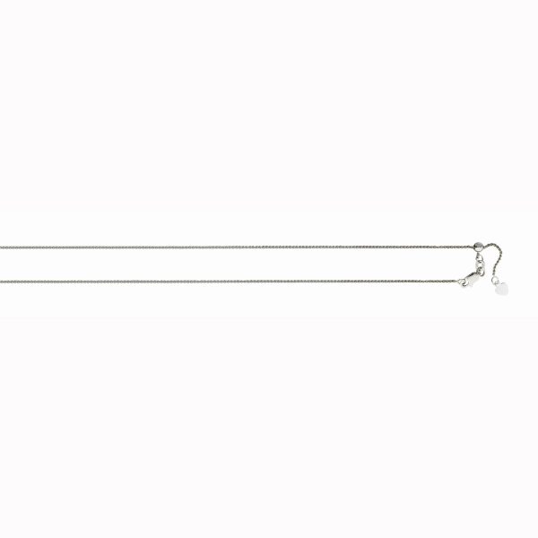 10K White Gold 0.9mm Adjustable Diamond Cut Round Wheat Chain <br />433-116