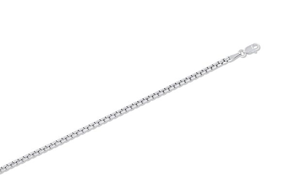 14K White Gold 2.5mm Solid Round Box Chain <br />456-250