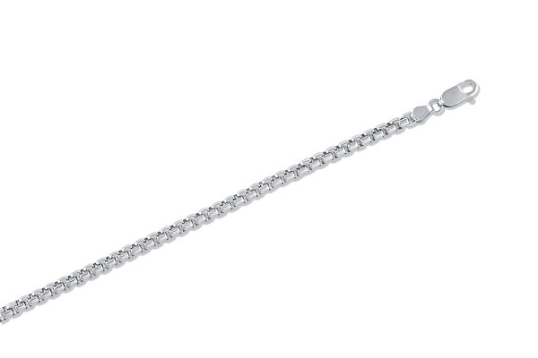 14K White Gold 3.5mm Solid Round Box Chain <br />456-350