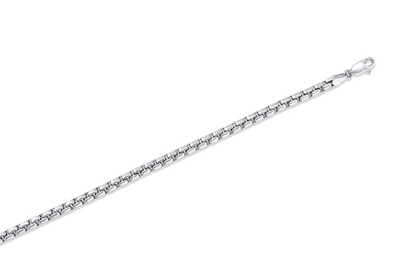 14K White Gold 4.0mm Solid Round Box Chain <br />456-400