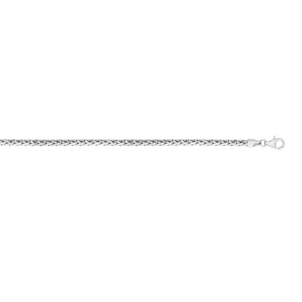 14K White Gold 2.5mm Diamond Cut Round Wheat Chain <br />462-252