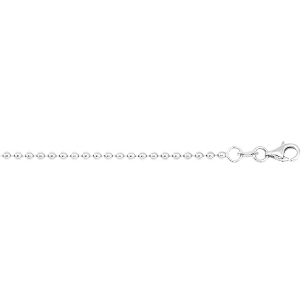 14K White Gold 1.5mm Polished Ball (Military) Chain <br />462-341