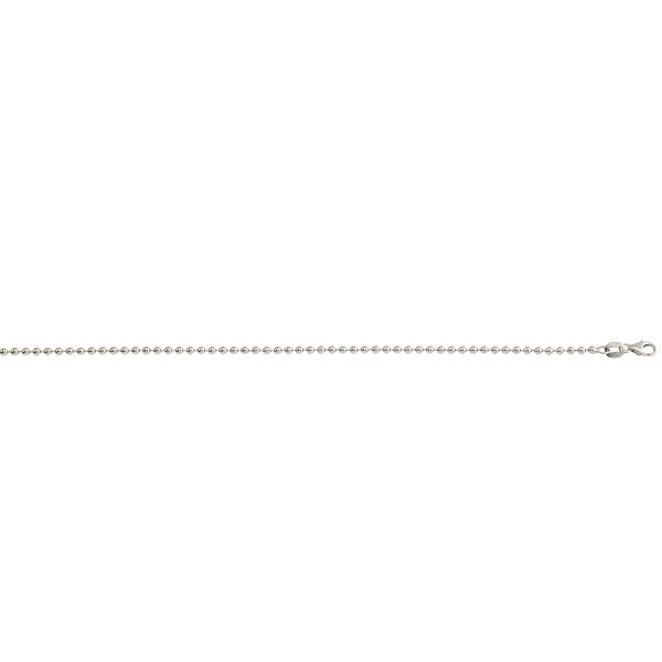14K White Gold 2.0mm Polished Ball (Military) Chain <br />462-343