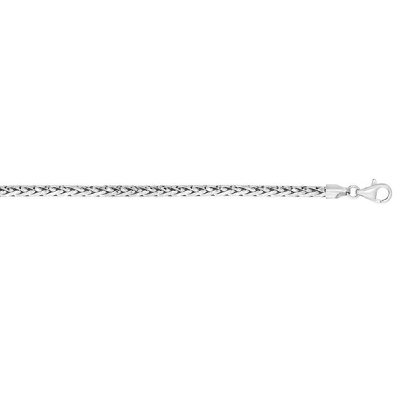 14K White Gold 3.0mm Diamond Cut Round Wheat Chain <br />462-350