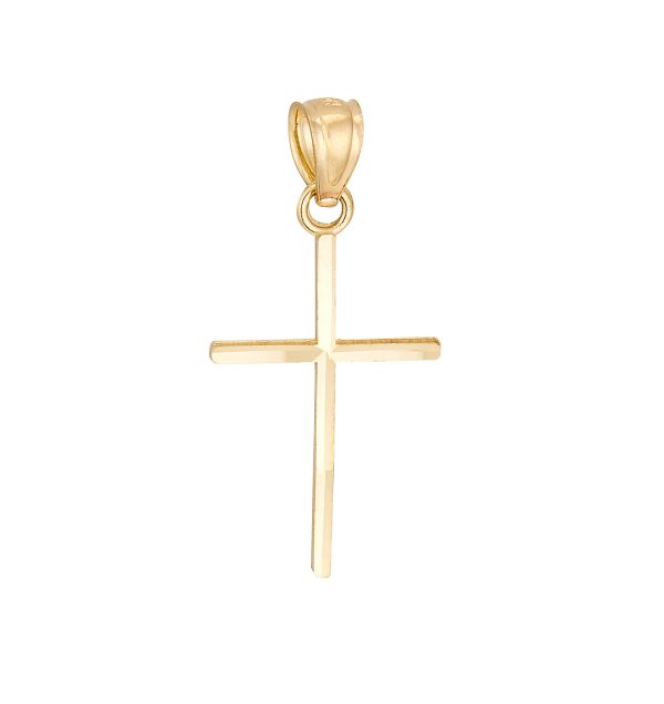 10K Yellow Gold Narrow Diamond Cut Cross with Polished Sides <br />771-0006