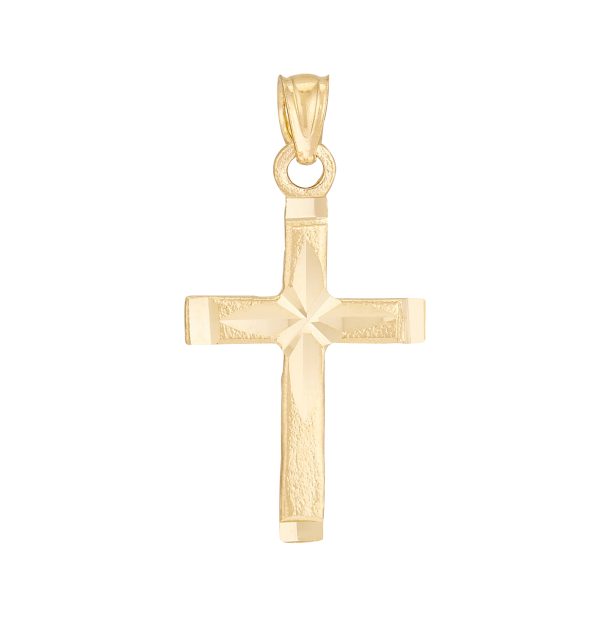 10K Yellow Gold Textured Cross <br />771-0007