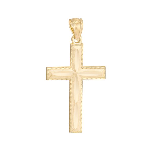 10K Yellow Gold Diamond Cut Cross <br />771-0010