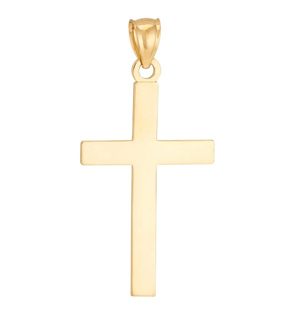 10K Yellow Gold Polished Flat Cross - Medium <br />771-0012