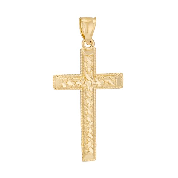 10K Yellow Gold Diamond Cut Cross <br />771-0016