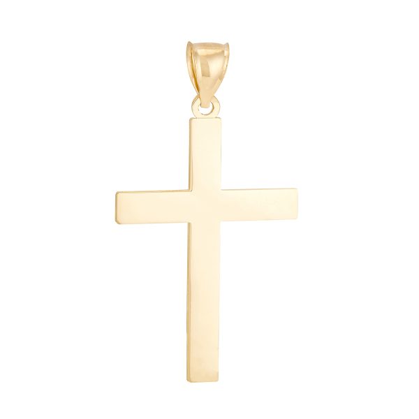 10K Yellow Gold Polished Flat Cross - Large <br />771-0022
