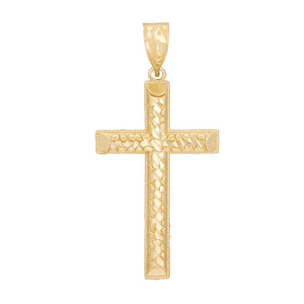 10K Yellow Gold Diamond Cut and Textured Cross <br />771-0024