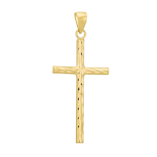 14K Yellow Gold Diamond Cut/ Polished Reversible Cross <br />772-5029