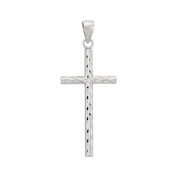 14K White Gold Diamond Cut/ Polished Reversible Cross <br />772-5030
