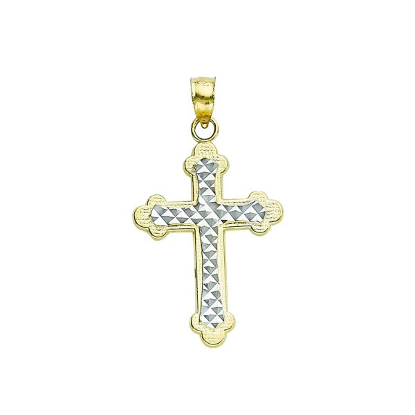 14K Two-Tone Diamond Cut Cross <br />772-5053